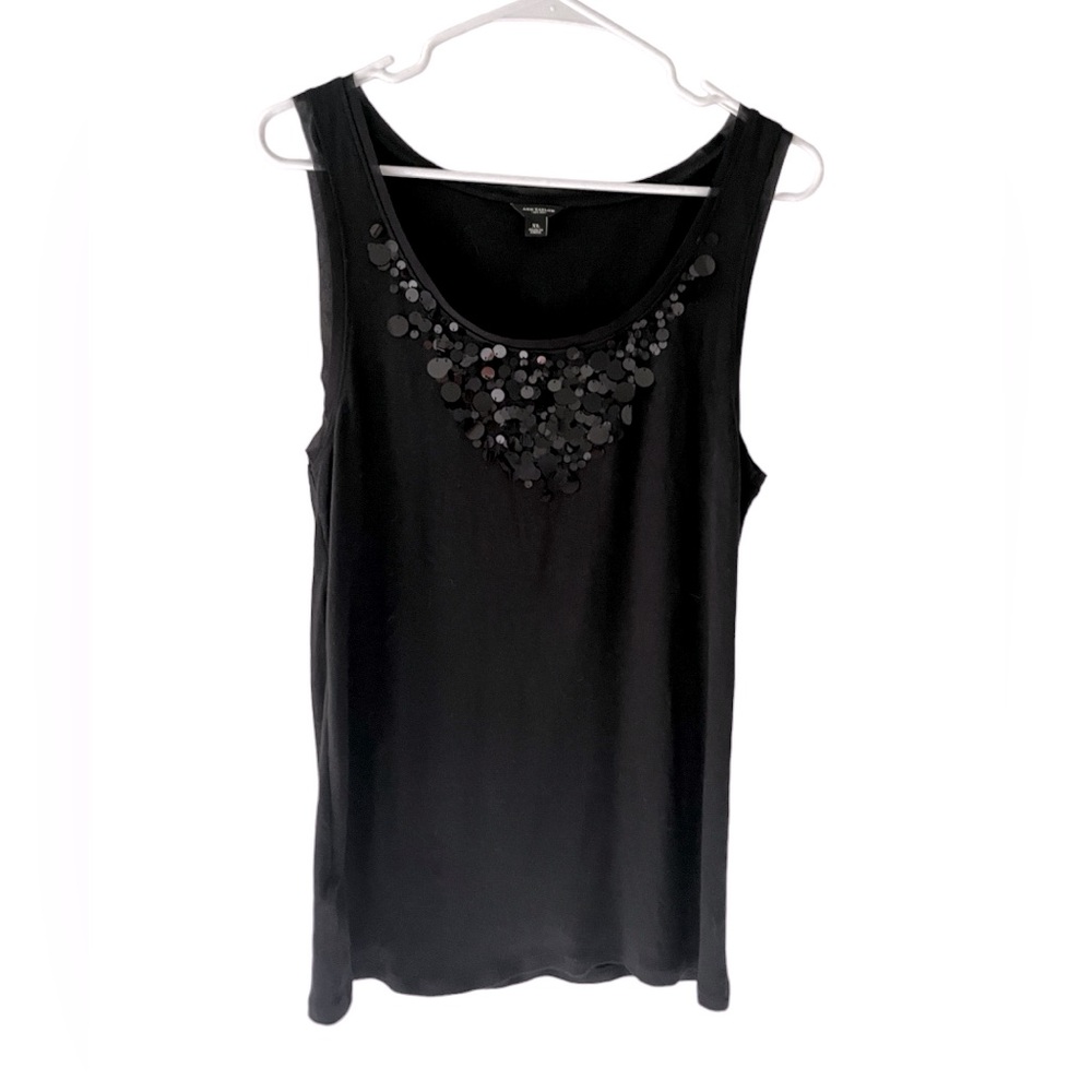 EUC Ann Taylor Black Sequin Tank Top Size XL